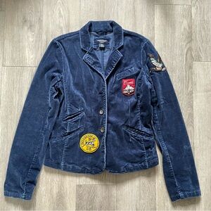 American Eagle navy corduroy blazer with patches Size M